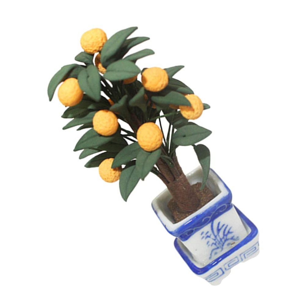 Decoration Ceramic Mini Orange Tree Potted Plants Toys Photograph Props for Mini Garden Doll House Ornaments