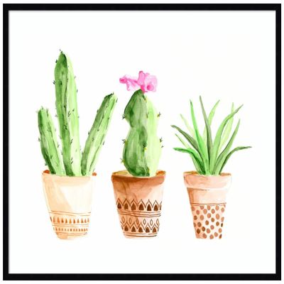 Amanti Art Framed Wall Art Print 33x41 Patterned Succulent Pots II by Regina Moore, Flowers Wall Art, Bohemian Boho Decor, X-Large Poster Painting Artwork for Living Room, Bedroom, Bathroom, Kitchen,