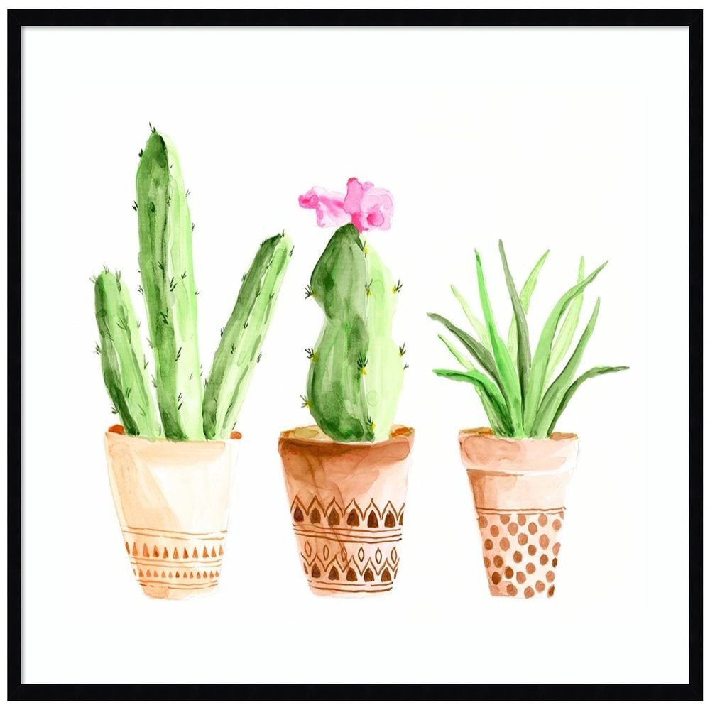 Amanti Art Framed Wall Art Print 33x41 Patterned Succulent Pots II by Regina Moore, Flowers Wall Art, Bohemian Boho Decor, X-Large Poster Painting Artwork for Living Room, Bedroom, Bathroom, Kitchen,