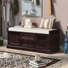 Merax Classic Wood Entryway Bench with Drawers and Seat Cushion for Hallway Front Door Espresso view 1