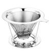 Pour Over Coffee Filter, 4.72 x 3.35 x 2.76 inch Stainless Steel Slow Drip Coffee Maker Metal Cone Paperless Reusable Single Cup Coffee Dripper 1-2 Cup With Coffee Cone Cup Stand (Silver) view 1