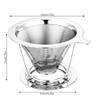 Pour Over Coffee Filter, 4.72 x 3.35 x 2.76 inch Stainless Steel Slow Drip Coffee Maker Metal Cone Paperless Reusable Single Cup Coffee Dripper 1-2 Cup With Coffee Cone Cup Stand (Silver) view 2