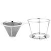 Pour Over Coffee Filter, 4.72 x 3.35 x 2.76 inch Stainless Steel Slow Drip Coffee Maker Metal Cone Paperless Reusable Single Cup Coffee Dripper 1-2 Cup With Coffee Cone Cup Stand (Silver) view 3