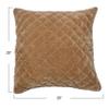 20" Square Quilted Velvet Pillow Cover view 2