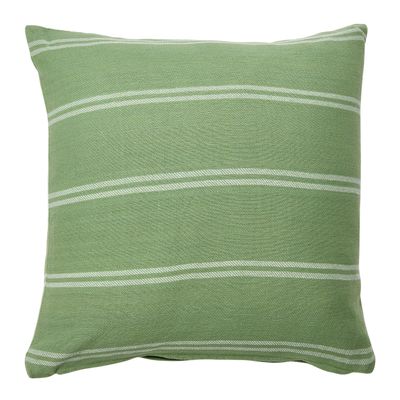 20" Square Interwoven Double-Striped Cotton Pillow Cover