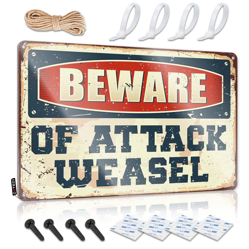 Warning My Neighbor is A Jackass Sign Beware of Attack Weasel Metal Sign No Treaspassing Signs Metal Rectangle Warning Sign ( Size : 30X40CM )