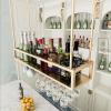 BOCbco Wine Rack Bar Restaurant Wine Bottle Racks Ceiling Hanging Holder Wall-Mounted Metal Gold Stemware and Wine Bottle Storage Shelf - Adjustable Height/140 * 25 * 21Cm view 2