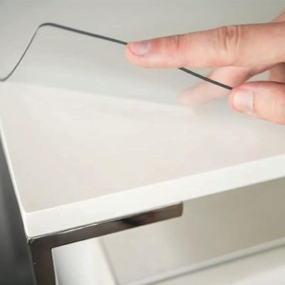 ExactMade - Clear Table Protector, USA Made, Safe, 27.6 x 48 Inch, 2mm Thick Ultra Smooth Vinyl, Clear Tablecloth Cover for Kitchen Table, PVC Table Pad for Kitchen Wood Grain