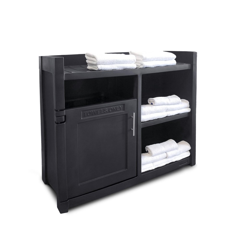 Mayne Inc. Fairfield Towel Valet - Graphite Grey - 47in x 20in x 41in - Capacity of 40 Medium Swim Towels, 70 Hand Towels (8855-GRG)