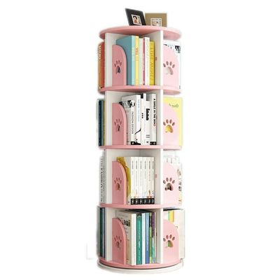 Children's Rotating Bookcase Bedroom Bedside Shelf Floor-Standing Simple Children's Picture Book Stand (Color : Yellow, Size : 50.5 * 128cm)