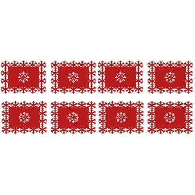 8 Pcs Snowflake Placemat Christmas Table Mat Christmas Table Setting Snowman Placemats Winter Floor Mats for Home Place Mats Holiday Placemats Non-slip Mat Felt Cloth Large