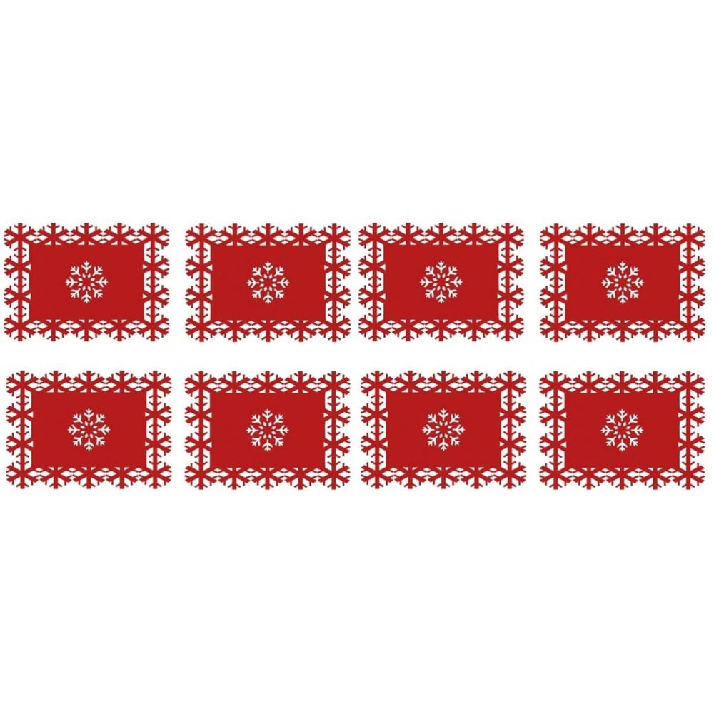 8 Pcs Snowflake Placemat Christmas Table Mat Christmas Table Setting Snowman Placemats Winter Floor Mats for Home Place Mats Holiday Placemats Non-slip Mat Felt Cloth Large