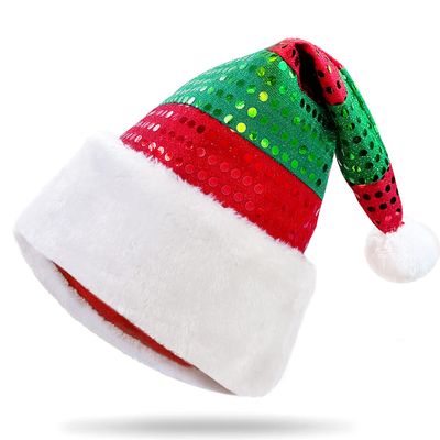 WTTORDE Christmas Elf Hat, Xmas Hats Red and Green with Sequins, Party Clown Elves Caps Headwear for Holiday Accessory Parties Favors, Cosplay, New Year, Parties, Plays,Birthdays,Stage Performances