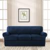 NA Velvet T Cushion Sofa Slipcover 4 Pieces Sofa Covers for T Cushion Sofa Soft Couch Cover Sofa Slip Covers Furniture Protector with 3 Individual T Cushion Shape Seat (Navy, Sofa) view 2