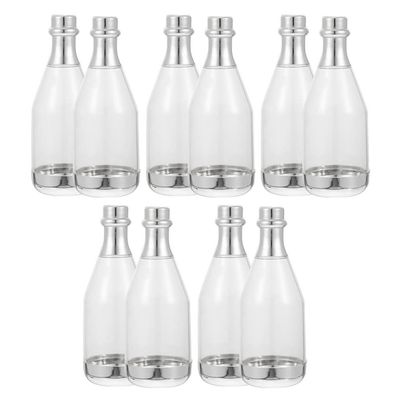 Didiseaon Bottle Candy Boxes: 10pcs Mini Bottles Plastic Party Favors Candy Jars Treat Containers for Weddings Birthdays Baby Shower Bachelorette Party Silver