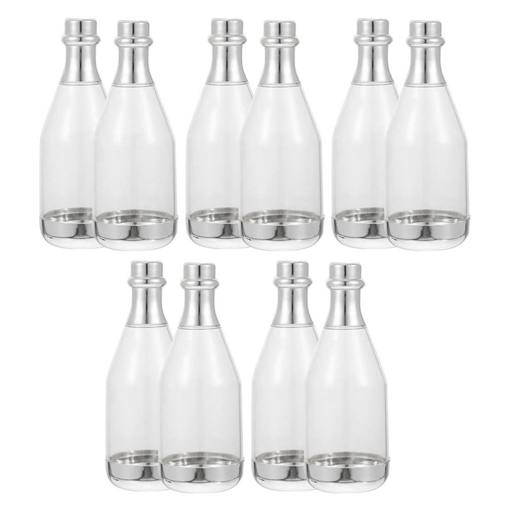 Didiseaon Bottle Candy Boxes: 10pcs Mini Bottles Plastic Party Favors Candy Jars Treat Containers for Weddings Birthdays Baby Shower Bachelorette Party Silver