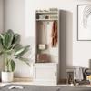 HOMCOM Narrow Hall Tree with Shoe Storage Bench, Rustic Entryway Bench with Coat Rack, Accent Coat Tree with Storage Shelves for Hallway, Mudroom, White Wood Grain view 2