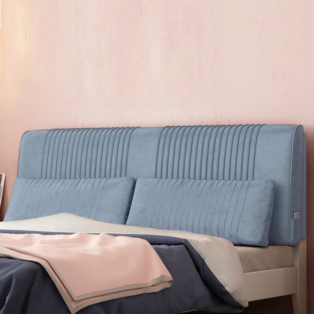 Headboard Slipcovers Reading Bed Rest Pillow Fleece Headboard Cushion Large Bolster Cushion Backrest Wedge Pillow for Dorm Room Daybed Full Size,A,with headboard 59"/150cm