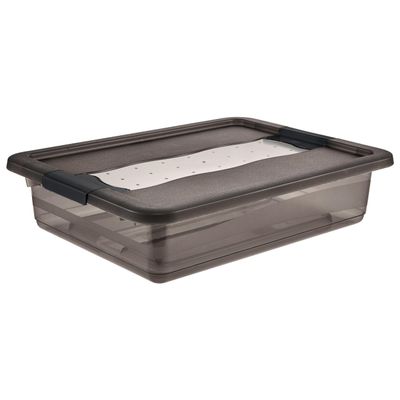 keeeper Storage Box with Lid and Sliding Closure, 7 l, Transparent, Crystal Grey