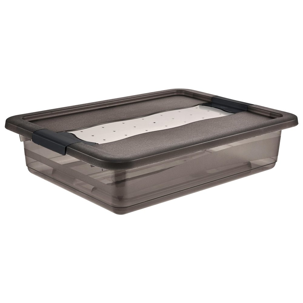 keeeper Storage Box with Lid and Sliding Closure, 7 l, Transparent, Crystal Grey