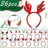 Zhehao 36 Pcs Christmas Headbands Bulk Santa Reindeer Antlers Snowman Santa Hat Headbands for Adults and Cute Xmas Holiday Costume Headwear Accessories Christmas Party Favors view 2