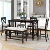 Bellemave 6-Piece Dining Table Set Wood Rectangular Couter Height Dining Table with 4 Chairs and a Bench Modern Dining Set for 6 People Ideal for Kitchen, Dinning Room and Bar Table, Espresso view 1