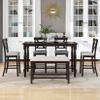 Bellemave 6-Piece Dining Table Set Wood Rectangular Couter Height Dining Table with 4 Chairs and a Bench Modern Dining Set for 6 People Ideal for Kitchen, Dinning Room and Bar Table, Espresso view 2
