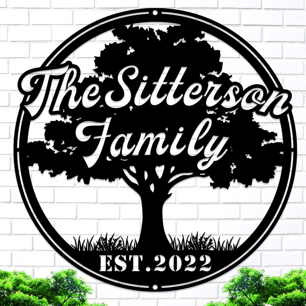 Custom Tree of Life Metal Sign, Personalized Family Last Name Signs, Outdoor Metal Wall Art Monogram Decor, Housewarming Gift for Couple, Anniversary, Wedding Gifts, Wall Decor