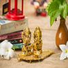Metal Spritual Laxmi Ganesh Sitting on Leaf with Diya Idol/Statue|Size (LxBxH): - 20x10x10 cm by Indian Collectible view 2