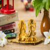 Metal Spritual Laxmi Ganesh Sitting on Leaf with Diya Idol/Statue|Size (LxBxH): - 20x10x10 cm by Indian Collectible view 3