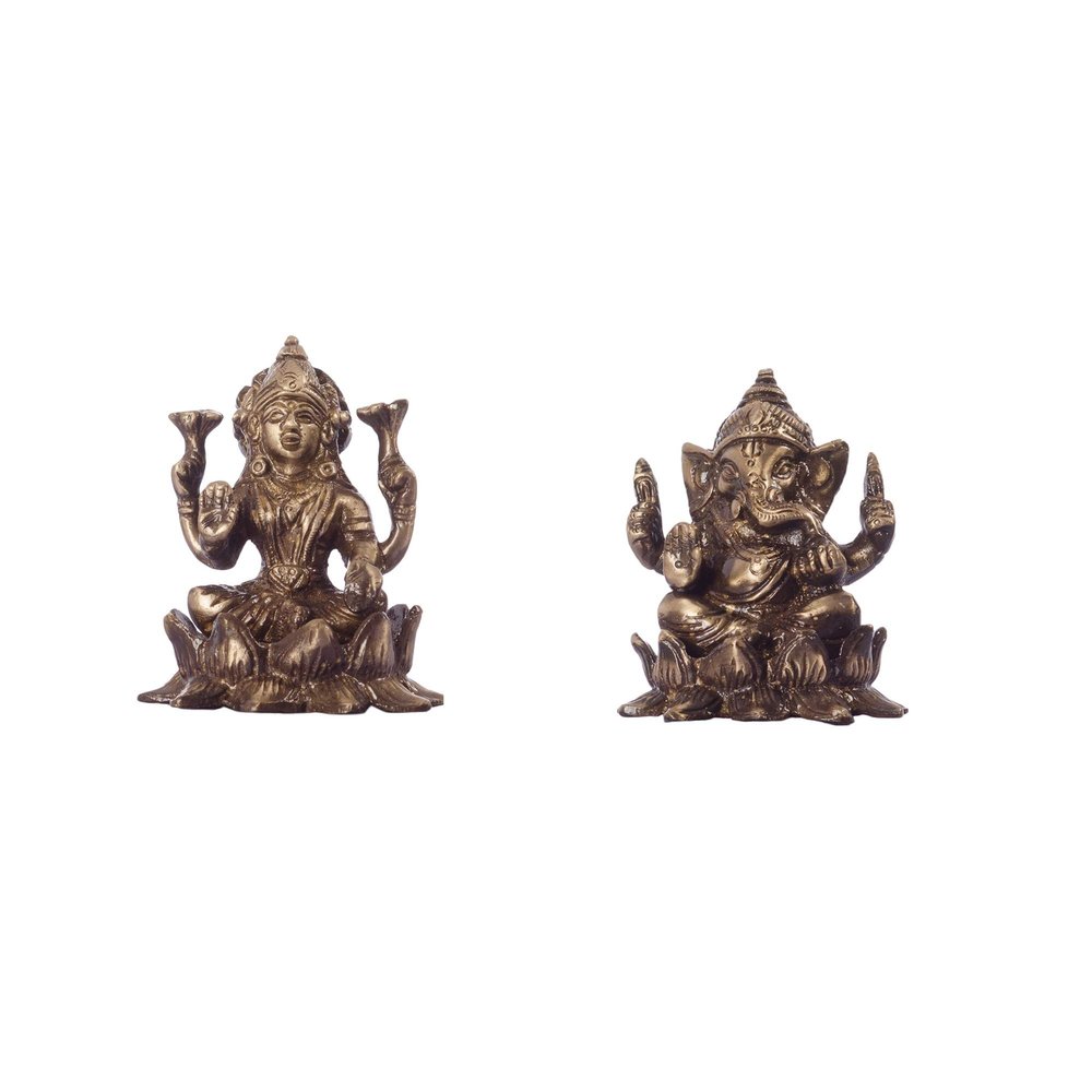 Antique Finish Brass Laxmi Ganesha on Lotus by Indian Collectible