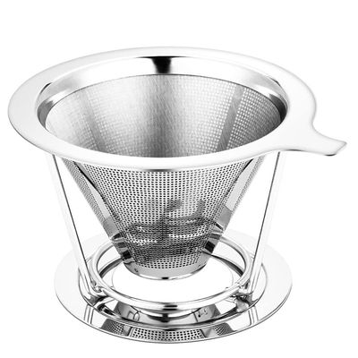 Pour over Coffee Dripper, Stainless Steel Coffee Filters, Easy to Clean Paperless Pour over Coffee Maker, Reusable Pour over Coffee Filters, Cone Coffee Dripper with Coffee Cone Cup Stand