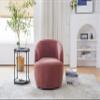 360 Degree Swivel Chair Teddy Fabric Modern Bucket Chair with Black Powder Coated Metal Ring for Living Room, Bedroom (Red) view 1
