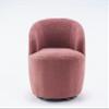 360 Degree Swivel Chair Teddy Fabric Modern Bucket Chair with Black Powder Coated Metal Ring for Living Room, Bedroom (Red) view 4