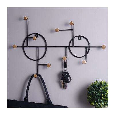 YQBUER Key Holder for Wall Key Holder Wall Hanger Wall Hook Key Hanger Minimalist Iron Coat Rack Multi-Functional Fitting Decoration (Color : Black)