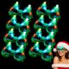Funtery 8 Pack Christmas Light up Glass Christmas Tree LED Sunglass Bulk Glow in Dark Glass Plastic Glitter Neon Santa Gift view 1