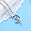 SHEIL CAT ON Moon Cremation Pendant&Necklace for Hold Ashes - Stainelss Steel Pet Ash Memorial Jewelry Funeral Casket,2 view 2