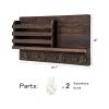 YQBUER Key Holder for Wall Wall Mounted Mail Holder Wooden Mail Sorter Organizer with 4 Double Key Hooks and A Floating Shelf Rustic Home Decor view 3