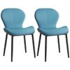 LITFAD Indoor Modern Upholstered Dining Chair Matte Finish Solid Back Side Chair Restaurant Chair Creative Makeup Chair - 1 Piece Blue, Black Legs view 3