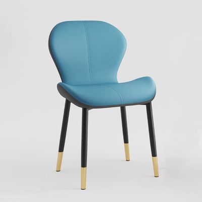 LITFAD Indoor Modern Upholstered Dining Chair Matte Finish Solid Back Side Chair Restaurant Chair Creative Makeup Chair - 1 Piece Blue, Black/Gold Legs