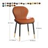 LITFAD Indoor Modern Upholstered Dining Chair Matte Finish Solid Back Side Chair Restaurant Chair Creative Makeup Chair - 1 Piece Blue, Black/Gold Legs view 2