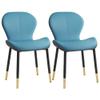 LITFAD Indoor Modern Upholstered Dining Chair Matte Finish Solid Back Side Chair Restaurant Chair Creative Makeup Chair - 1 Piece Blue, Black/Gold Legs view 3