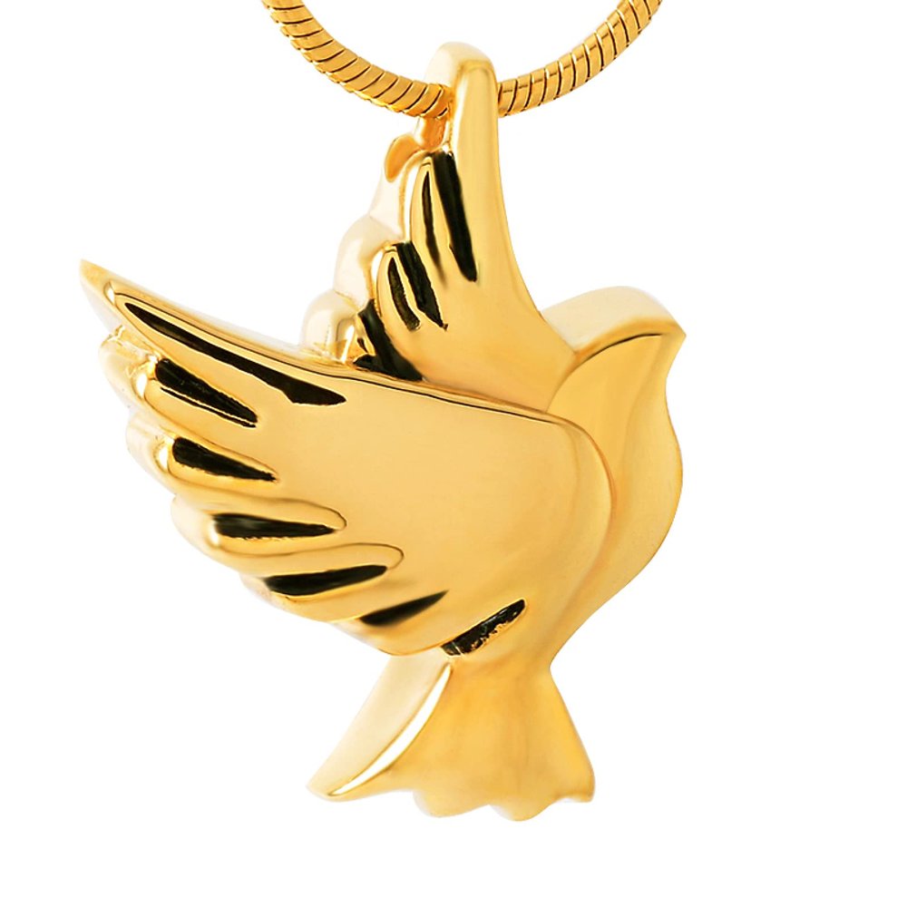 SHEIL Loss of Pet Cremation Jewelry Peace Dove Stainless Steel Keepsake Memorial Urn Pendant Necklace for Ashes - Engravable,4