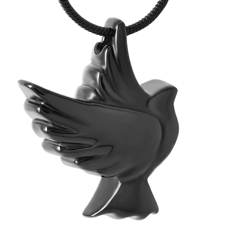 SHEIL Loss of Pet Cremation Jewelry Peace Dove Stainless Steel Keepsake Memorial Urn Pendant Necklace for Ashes - Engravable,2