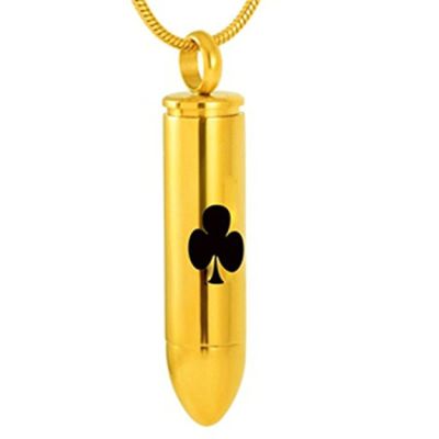 SHEIL Golden Bullet Memorial Urn Necklace for Ashes - Custom Engravable Stainless Steel Cremation Jewelry for Human/Pet,10