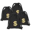 NUOBESTY 4 Pcs Money Drawstring Bag Dollar Party Favor Bags Canvas Money Pouch Dollar Sign Carrying Sack for Bank Robber Pirate Cowboy Cosplay Theme Party 7x5.1 Inch view 1