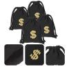 NUOBESTY 4 Pcs Money Drawstring Bag Dollar Party Favor Bags Canvas Money Pouch Dollar Sign Carrying Sack for Bank Robber Pirate Cowboy Cosplay Theme Party 7x5.1 Inch view 3