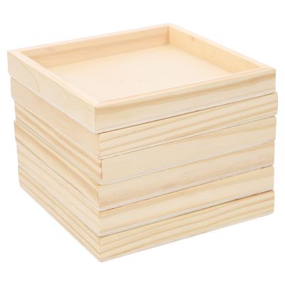 LIFKOME Kids Puzzles 18PCS Unfinished Small Wood Serving Tray for Crafts Projects, Unfinished Wooden Panel Boards for Painting Arts 9/16 Tray 3D Puzzle Tray for Kids Toy Storing Blank Puzzle