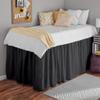College Dorm Dust Ruffled Bed Skirt-Extra Long Extended Dorm Room Bed Skirt |100% Egyptian Cotton, 400-Thread Count| 32-Inch Drop| Extra Long Dorm Room Bed Skirt - [Dark Grey, Full XL/32 Drop] view 1