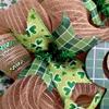 Luxury Handmade Happy St. Patricks Day Deco Mesh Wreath Kiss Me Irish Cut Out Shamrocks Front Door Decor, 24" or 28" view 3